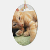 Schattige Tijgerstreep Kittens Keramisch Ornament (Links)