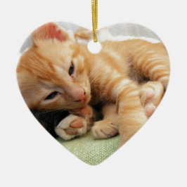 Schattige Tijgerstreep Kittens Keramisch Ornament