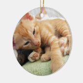 Schattige Tijgerstreep Kittens Keramisch Ornament (Links)