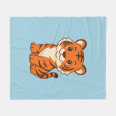 Schattige Tijgerwelp op Blauw Fleece Deken (Voorkant (Horizontaal))