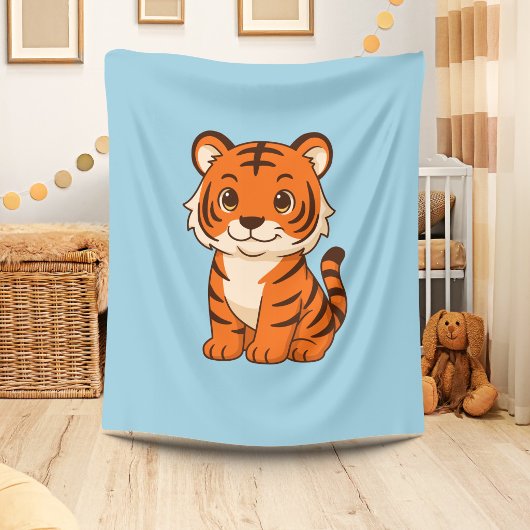 Schattige Tijgerwelp op Blauw Fleece Deken
