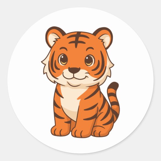 Schattige Tijgerwelp Ronde Sticker (Voorkant)