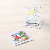 Schattige tiki Cocktail voeg tekst toe Papier Onde Kartonnen Onderzetters (Insitu)