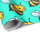 Schattige Tiny Cartoon geel bijenpatroon Cadeaupapier (Rol Hoek)