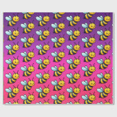 Schattige Tiny Cartoon geel bijenpatroon Cadeaupapier (Vlak)