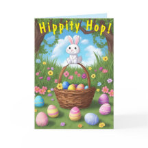 Schattige & Tiny Hippity Hop Konijn Pasen Kaart