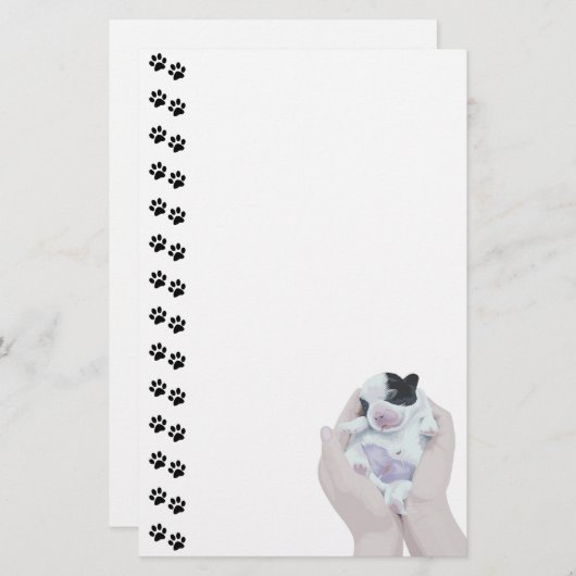 Schattige Tiny Newborn Puppy Stationery Briefpapier (Voorkant / Achterkant)