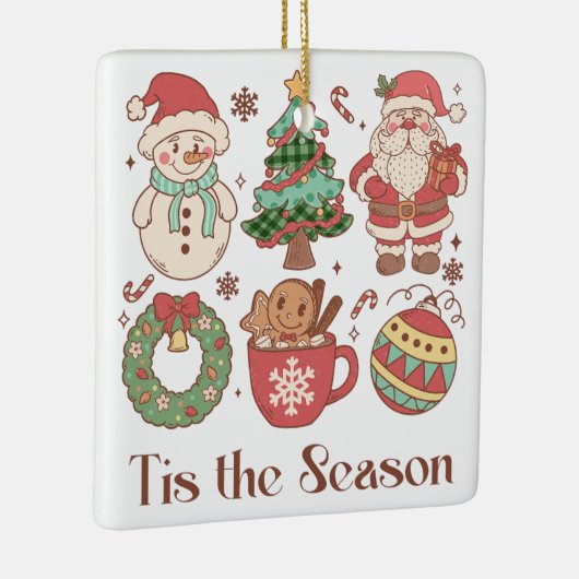 Schattige Tis het Seizoen Kerstmis Keramisch Ornament (Rechts)