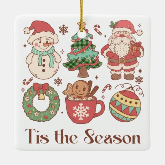 Schattige Tis het Seizoen Kerstmis Keramisch Ornament (Achterkant)