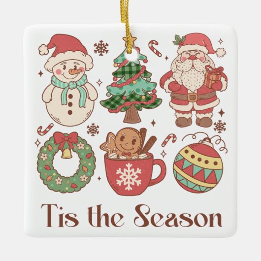 Schattige Tis het Seizoen Kerstmis Keramisch Ornament (Voorkant)