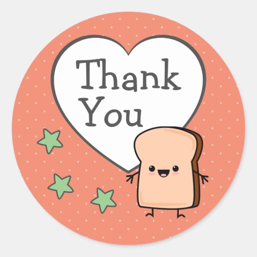 Schattige toast bedankt ronde sticker (Voorkant)
