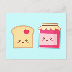 Schattige Toast en Aardbeienjam, Verspreid de Lief Briefkaart
