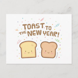 Schattige toast naar het nieuwe jaar woordgrap gra feestdagenkaart