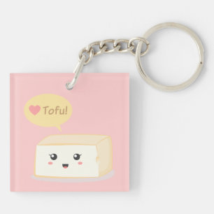 Schattige Tofu die mensen vraagt om van tofu te ho Sleutelhanger
