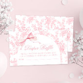 Schattige Toile Roze Bow Baby Meisje Douche Luier  Informatiekaartje