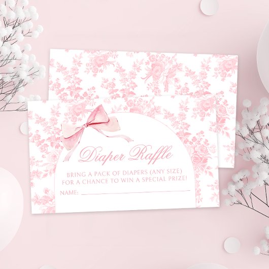 Schattige Toile Roze Bow Baby Meisje Douche Luier Informatiekaartje