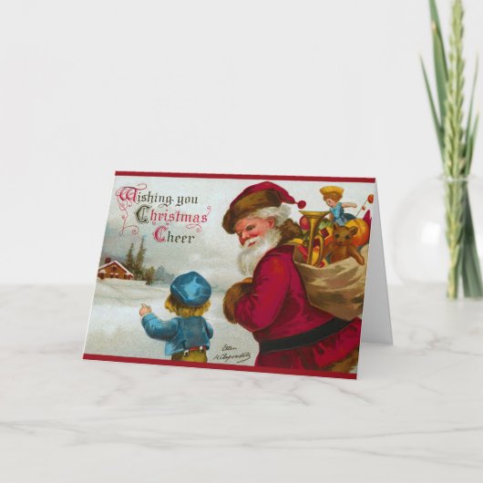 Schattige tonen van Santa My House Christmas Kaart (Voorkant)