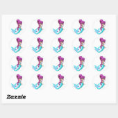 Schattige Toon Bright Blue Zeemeermin Ronde Sticker (Vel)