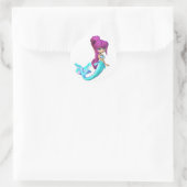 Schattige Toon Bright Blue Zeemeermin Ronde Sticker (Tas)