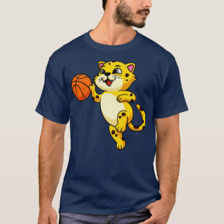 Schattige toon Leopard Cat speelt Basketbal Kinder T-shirt
