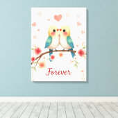 Schattige Tortelduifjes Forever Illustration Canvas Afdruk (Insitu (Houten vloer))