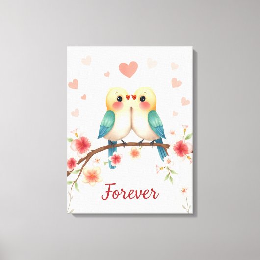Schattige Tortelduifjes Forever Illustration Canvas Afdruk (Voorkant)