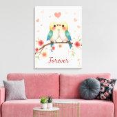 Schattige Tortelduifjes Forever Illustration Canvas Afdruk (Insitu (Woonkamer))