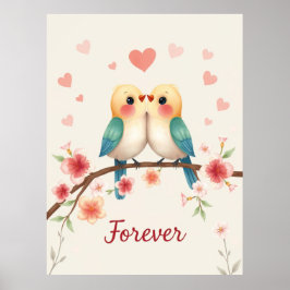 Schattige Tortelduifjes Forever Illustration Poster