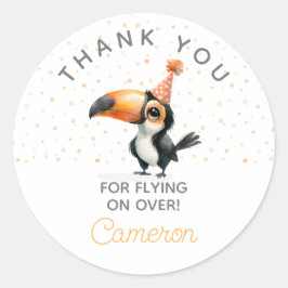 Schattige Toucan, sinaasappel, kind's verjaardagsf Ronde Sticker