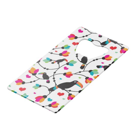 schattige toucan vogeltropische illustratie creditkaart flessenopener (Voorkant Gekanteld)