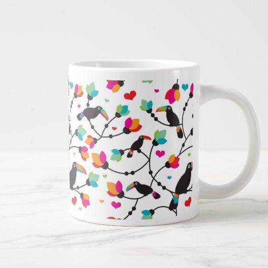 schattige toucan vogeltropische illustratie grote koffiekop (Rechts)