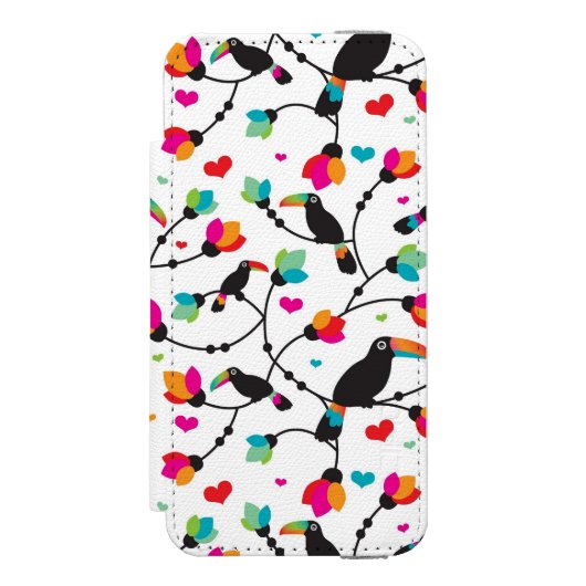 schattige toucan vogeltropische illustratie incipio iPhone portemonnee hoesje (Voorkant Agenda)