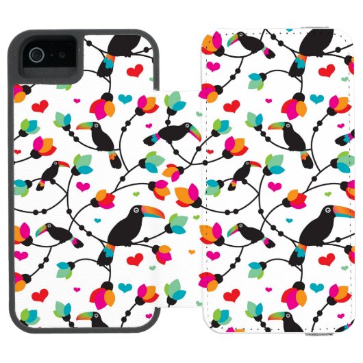 schattige toucan vogeltropische illustratie incipio iPhone portemonnee hoesje (Agenda Open)