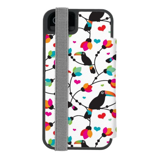 schattige toucan vogeltropische illustratie incipio iPhone portemonnee hoesje (Agenda Achterkant)