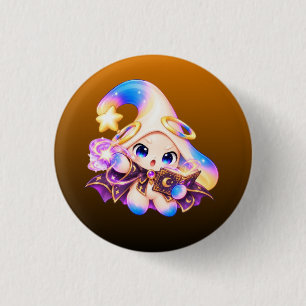 Schattige Tovenaar Heks Pastel Knop - Griezelige M Ronde Button 3,2 Cm