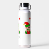 Schattige toverelf met cadeau op witte waterfles (Achterkant)
