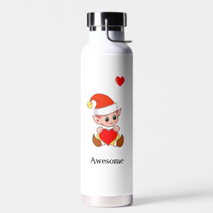 Schattige toverelf met hart op wit waterfles