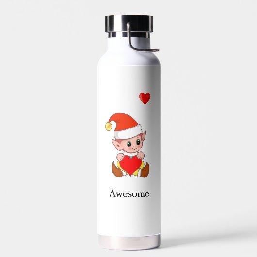 Schattige toverelf met hart op wit waterfles (Links)