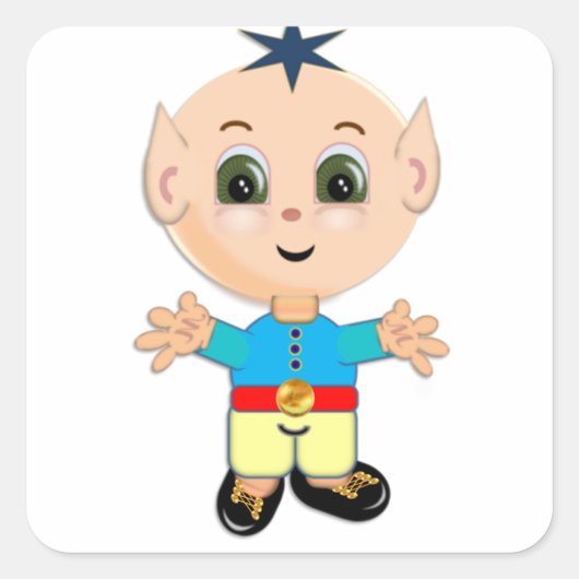 Schattige toverelf vierkante sticker (Voorkant)