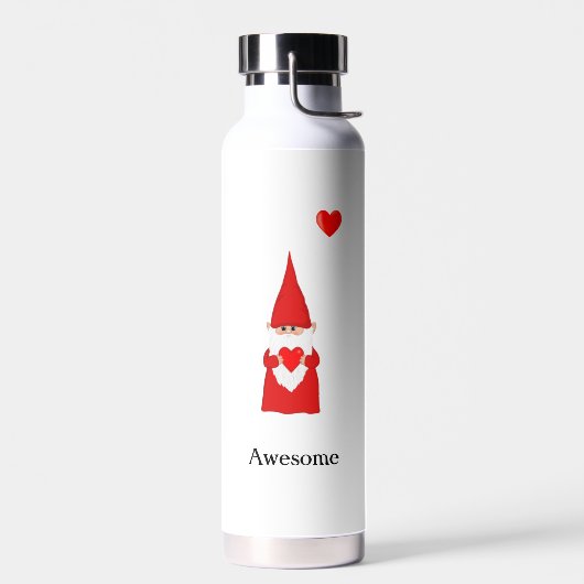 Schattige tovergnome met hart op wit waterfles (Links)