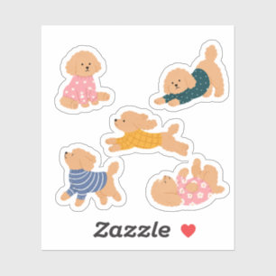 Schattige Toy Poodle Hond Draagt Truien Patroon La Sticker