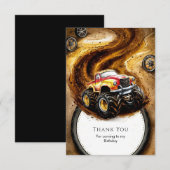 Schattige Track Monster Truck Verjaardag Bedankkaart (Voorkant / Achterkant)