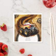 Schattige Track Monster Truck Verjaardag