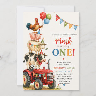 Schattige Tractor & Feestelijke Boerderijdieren Jo Kaart