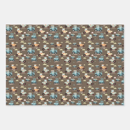 Schattige tractorpatroon boerderij kind cadeau Inp Inpakpapier Vel (Voorkant 3)