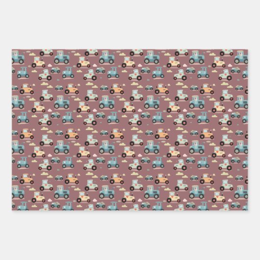 Schattige tractorpatroon boerderij kind cadeau Inp Inpakpapier Vel (Voorkant 2)