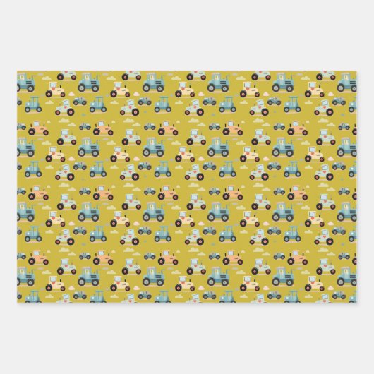 Schattige tractorpatroon boerderij kind cadeau Inp Inpakpapier Vel (Voorkant)