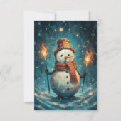 Schattige traditionele waterverf sneeuwpop kerst bedankkaart (Voorkant)