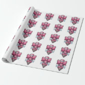 Schattige Traurige Potlood met Roze Strik Uitknip Cadeaupapier (Uitgerold)