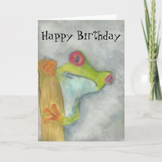 Schattige Tree Frog Happy Birthday Kaart (Voorkant)